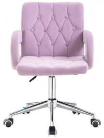 LuxuryForm DESIGN Stolička BOSTON VELUR na striebornej podstave s kolieskami - levanduľa