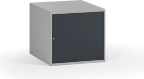 Závesná dielenská skrinka na náradie k pracovným stolom, zámok, 470 x 592 x 510 mm, grafit