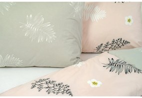 Posteľné obliečky krepové papradie ružovo-šedé 140x200/70x90 cm