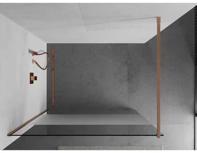 Mexen Kioto, sprchová zástena Walk-In 140 x 200 cm, 8mm číre sklo-námraza, medený matný profil, 800-140-101-65-35