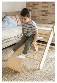 Biely pikler trojuholník z borovicového dreva 60x60x60 cm Montessori – Meowbaby