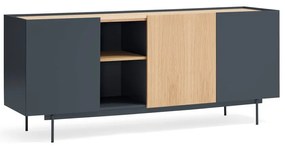 Nízka komoda v dekore duba v antracitovo-prírodnej farbe 180x78 cm Otto – Teulat