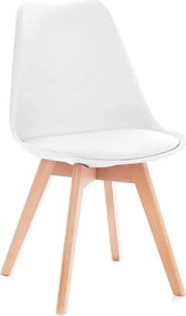 AKCIA Biela stolička BALI MARK s bukovými nohami II. akosť