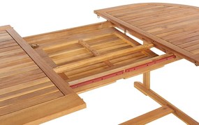 Záhradný rozkladací stôl z akáciového dreva 160/220 x 100 cm svetlé drevo MAUI Beliani