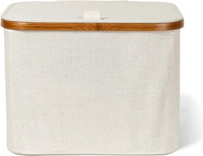 Krémový látkový úložný box s vekom 40,5x33x30 cm Bamboo/Linen – Bigso