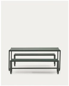 Tmavozelená kovová záhradná jedálenská súprava pre 4 Sotil – Kave Home