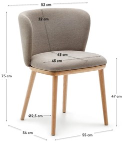 Svetlohnedé čalúnené jedálenské kreslo Ciselia – Kave Home