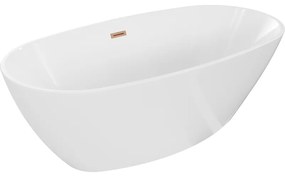 Mexen Eris, voľne stojaca vaňa 155 x 80 cm, biela, medený prepad, 53441558000-65