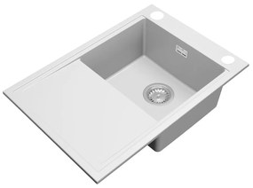 Gamma Design 7050, 1-komorový granitový drez 700x480x205 mm, biela, GMA-ZLE000137