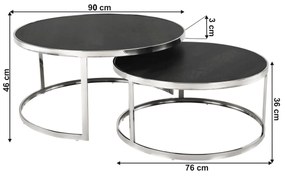 Konferenčný stolík (2 ks) Donovan New - strieborná / sivočierna