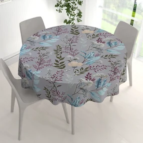 Biante Bavlnený okrúhly obrus Sandra SA-621 Jesenné vetvičky na modrosivom Ø 120 cm