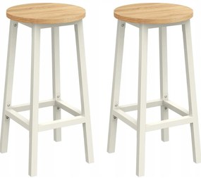 Súprava 2 ks barových stoličiek Vasagle Pure biela/svetlohnedá