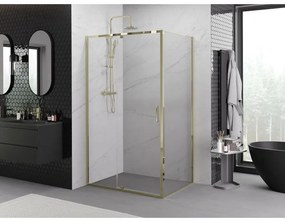 Mexen Exo, výklopný sprchový kút 130 x 95 cm, číre sklo, zlatá, 819-130-095-50-00