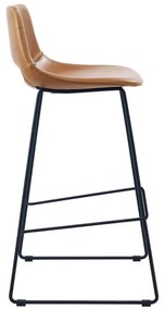 Koňakovohnedá barová stolička z imitácie kože (výška sedadla 76 cm) Zahara – Kave Home