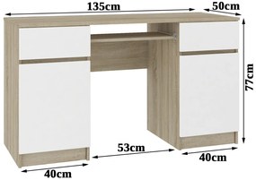 PC stolík Aranandose (dub sonoma + biela). Vlastná spoľahlivá doprava až k Vám domov. 1117051