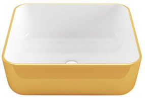Invena Malaga, umývadlo na dosku 39x39x14 cm, biela-zlatá, INV-CE-39-013-W