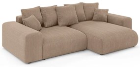 Béžová menčestrová rozkladacia rohová pohovka s úložným priestorom (variabilný roh) Luma – Ropez