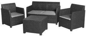 Livarno home Záhradná sedacia súprava, 4-dielna, antracitová/sivá  (850000452)