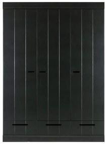 Čierna šatníková skriňa s konštrukciou z borovicového dreva WOOOD Connect, šírka 140 cm