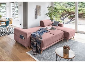 Ružová rozkladacia/s úložným priestorom rohová pohovka Classy Sophie – Miuform