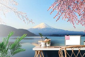 Samolepiaca fototapeta odraz Fuji na hladine jazera