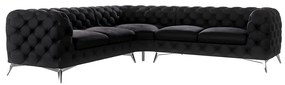 Čierna zamatová rohová pohovka Chelsea – Ropez
