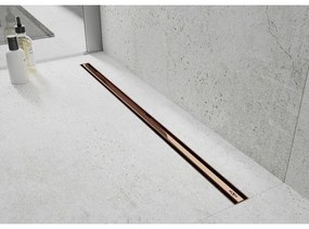 Mexen Flat nerezový sprchový žľab s rotačným 360° sifónom 60 cm, vzor SLIM, ružovo-zlatá, 1641060