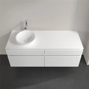 VILLEROY &amp; BOCH Legato závesná skrinka pod umývadlo na dosku (umývadlo vľavo), 4 zásuvky, 1400 x 500 x 550 mm, Glossy White, B58800DH