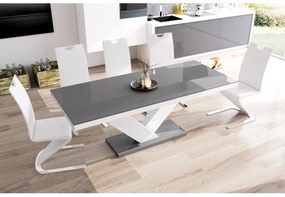 Luxusný rozkladací jedálenský stôl  VICTORIA šeda lesk