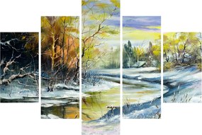 Obraz zimnej rieky, olejomaľba (150x105 cm)