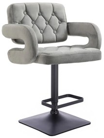 LuxuryForm DESIGN Barová stolička ADRIA VELUR na čiernej hranatej podstave - šedá