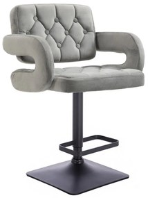 LuxuryForm DESIGN Barová stolička ADRIA VELUR na čiernej hranatej podstave - sivá