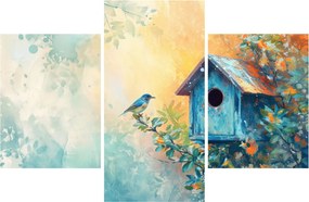 Obraz - Vtáčia búdka, akvarel (90x60 cm)