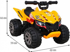 Ramiz Najrýchlejšia batériová štvorkolka pre deti Žltá + 25W motor