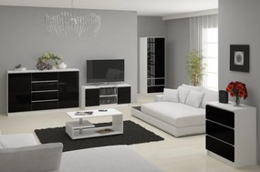 TV stolík Beron 140 cm čierny lesk/biely