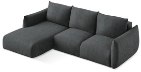 Tmavosivá ženilková rozkladacia rohová pohovka (ľavý roh/s leňoškou) Leila – Makamii