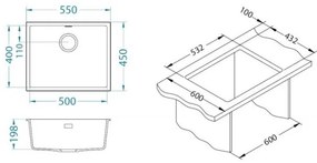ALVEUS 1150054 - Kuchynský drez OMNI 55x45 cm granit/béžová