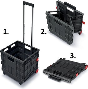 Kistenberg Skladací prepravný box s držadlom CART T červený 39,6 × 37 × 100,8 cm
