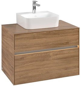 VILLEROY &amp; BOCH Collaro závesná skrinka pod umývadlo na dosku (umývadlo v strede), 2 zásuvky, s LED osvetlením, 800 x 500 x 548 mm, Oak Kansas, C093B0RH