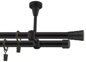 Dekorstudio Stropná dvojradová garniža BASIC čierna-matná 19mm Dĺžka: 280cm, Typ príslušenstva: Krúžky tiché so štipcami