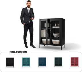 Čierna nízká sklenená vitrína GINA Modern 800 x 1015 x 400 mm