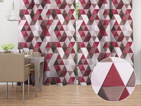 Biante Zamatový záves Tamara TMR-021 Vínovo-hnedo-béžové trojuholníky 145x160 cm