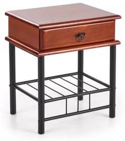 Nočný stolík FIONA –⁠ kov/drevo, čerešňa