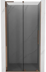 Mexen Velar L, posuvné sprchové dvere do otvoru 120 cm, 8mm šedé sklo, ružové zlato, 871-120-003-41-60