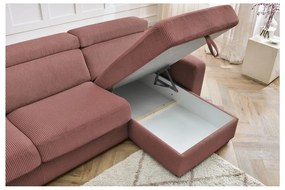 Ružová menčestrová rozkladacia rohová pohovka (variabilná) Monaco – Bobochic Paris