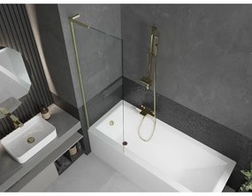 Mexen Next L, 1-krídlová vaňová zástena 60 x 150 cm, 6mm číre sklo, zlatý matný profil, 895-060-000-03-00-55