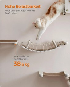 Feandrea Clickat nástenná polica, mostík pre mačky, nábytok na lezenie, hnedá farba