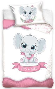 DETSKÉ BAVLNENÉ OBLIEČKY BABY ELEPHANT PINK 100X135 CM, 1KS 40X60 CM VZOROVANÉ