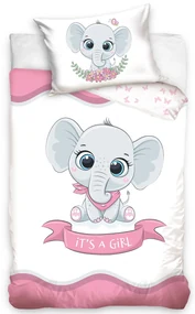 DETSKÉ BAVLNENÉ OBLIEČKY BABY ELEPHANT PINK 100X135 CM, 1KS 40X60 CM VZOROVANÉ