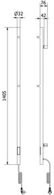 Mexen Pino, elektrické vykurovacie teleso s vešiakmi na uteráky 1405x32 mm, 75 W, čierna, W301-1405-032-00-70